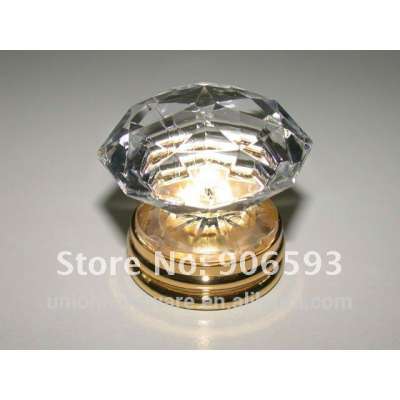 Crown shape crystal cabinet door knob 35mm on brass base