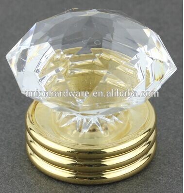 Wholesale Crown shape crystal knobs on brass base 35MM